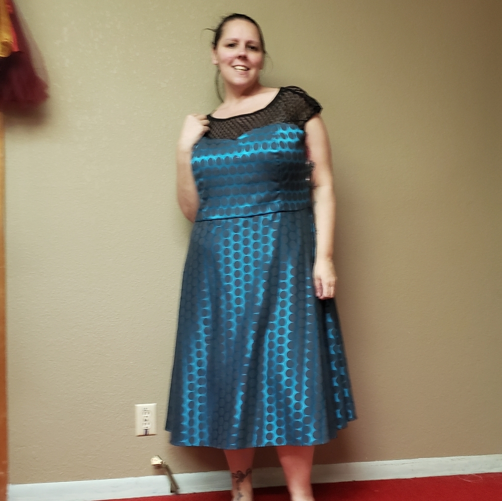 Polka dot and lace dress